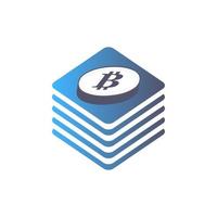 Bitcoin cryptocurrency coin. Money icon in isometric style. Business concept, finance and Internet online payment system. Vector illustration sign on white background.