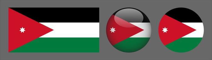 Jordan Flag Set Collection, Original Size Ratio, 3d Rounded and Flat Rounded vector