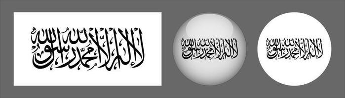 Taliban Flag Set Collection, Original Size Ratio, 3D Rounded and Flat Rounded. vector