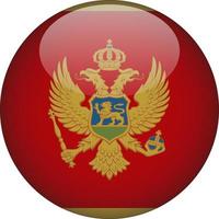 Montenegro 3D Rounded National flag button icon vector