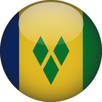 Saint Vincent and The Grenadines 3D Rounded Flag Button Icon Vector