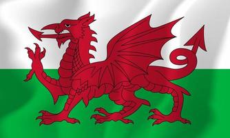 ilustración de fondo de bandera nacional de gales ondeando vector