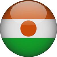 Niger 3D Rounded National Flag Button Icon Vector