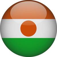 Niger 3D Rounded National Flag Button Icon Vector