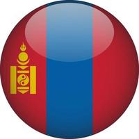 Mongolia 3D Rounded National Flag Button Icon Vector
