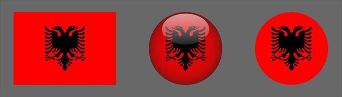 bandera de albania set colección, original vector