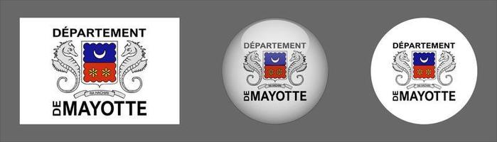 Mayotte Flag Set Collection, Original Size Ratio, 3D Rounded and Flat Rounded. vector