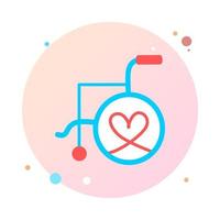 Wheelchair flat in circle icon. Beautifully designed wheelchair in round shaped icon. Wheelchair, handicapped or accessibility parking or access sign flat for apps and print. Vector illustration.