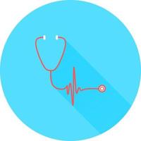 Stethoscope in circle icon with long shadows trendy flat style. Stethoscope icon symbol for your web site design Stethoscope icon logo, app, UI. Stethoscope icon vector illustration.