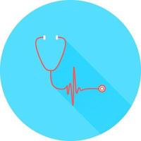 Stethoscope in circle icon with long shadows trendy flat style. Stethoscope icon symbol for your web site design Stethoscope icon logo, app, UI. Stethoscope icon vector illustration.