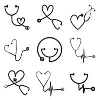 Set of Stethoscope icon in trendy flat style. Stethoscope icon page symbol for your web site design Stethoscope icon logo, app, UI. Stethoscope icon Vector illustration, EPS10. Medical  Health Care