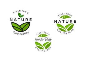 The organic and nature logo. Fresh food stamp logo designs inspiration. vector