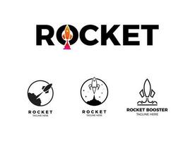 Rocket logo for booster application. Rocket logo design bundle. Launch Logo. vector