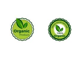 The organic and nature logo. Fresh food stamp logo designs inspiration. vector