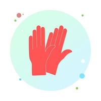 guantes médicos en el icono de círculo. guantes de goma protectores en icono redondo para infografía, sitio web o aplicación móvil. señal de protección de manos de látex. símbolo de equipo de limpieza de tareas domésticas. ilustración vectorial. vector