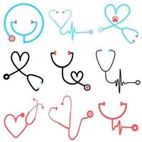 Set of Stethoscope icon in trendy flat style. Stethoscope icon page symbol for your web site design Stethoscope icon logo, app, UI. Stethoscope icon Vector illustration, EPS10. Medical  Health Care