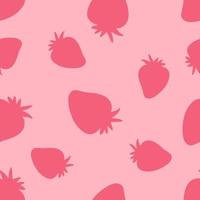 Hand drawn strawberries silhouette seamless pattern. vector