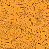 Vector - Abstract seamless pattern of black cobweb on orange background. Can be use for print, paper, fabric, wrapping or decorate card, poster, banner.