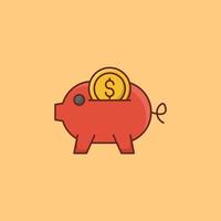 piggy bank Vector illustration on a transparent background.  Premium quality symbols. Vector flat icon for concept and graphic design.