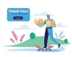 Thank you page for products delivering website illustration concept vector