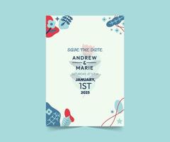 Decorative Hand Drawn Wedding Invitation Template Vector Design