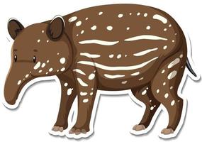 una plantilla de pegatina del personaje de dibujos animados de tapir vector