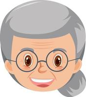 Face of smiley grandma in cartoon style vector
