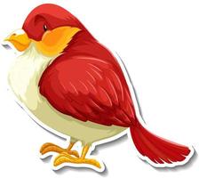 Little red bird animal cartoon sticker vector