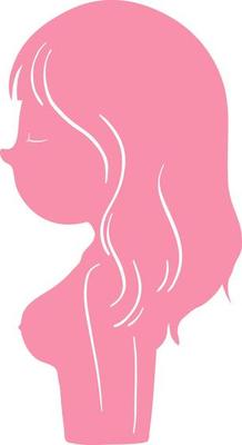 Pink woman silhouette on white background