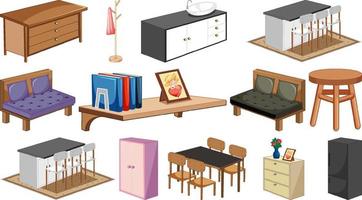 Set of interior furniture and decorations vector