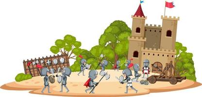 Medieval war cartoon scene vector