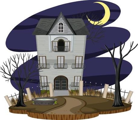 Haunted house at night scene