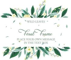 A horizontal frame with flowers and foliage template vector