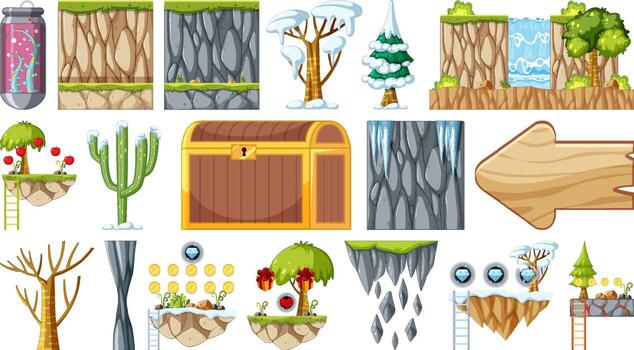 conjunto de elementos y objetos de juego aislados vector