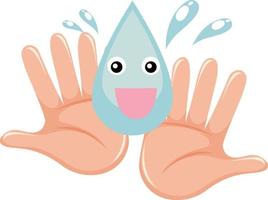 Two hands with happy emotion water drop vector