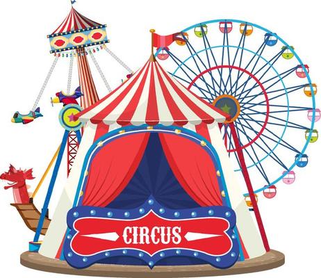 Amusement park with circus dome isolated