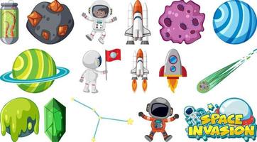 Set of isolated fantasy space objects vector