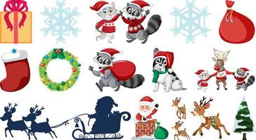 Set of isolated objects of christmas theme vector