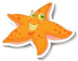 etiqueta engomada sonriente de la historieta del animal de la estrella de mar vector