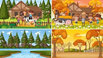 Different background scenes of nature in set vector