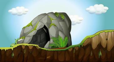 Escena de la naturaleza vacía con cueva de piedra. vector