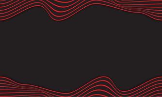 Fondo de rayas abstractas en negro y rojo con patrón de líneas onduladas. vector