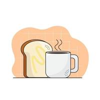 Illustration set of breakfast. Toast and black coffee. isolated background