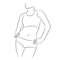 illustration outline weight loss. linear icon. waist, waistline vector