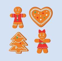 Gingerbread set, christmas cookies, gingerbread men vector