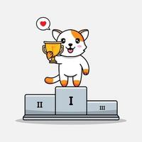 Cute cat winning a contest vector