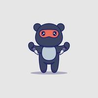 Cute ninja bear carrying weapons vector