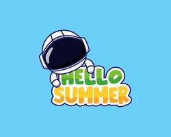 Astronaut with hello summer banner vector