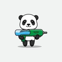 Cute panda carrying a gun vector