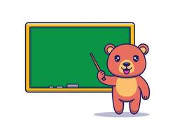 Cute bear teaching with chalkboard vector